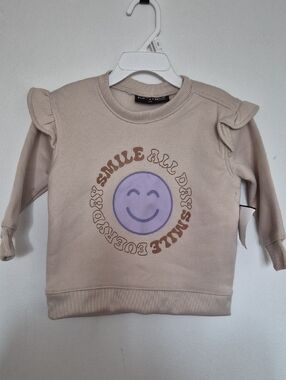 Pink Velvet Toddler Girl's Fleece Sweatshirt Smily Face Size 2T